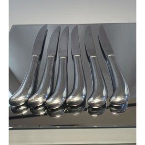 Vtg Rogers Co Korea Stainless Silverware Pistol Grip Steak Knives  - SET OF 6